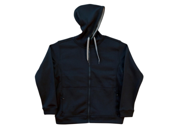 Full zip contrast bonded fleece hoodie