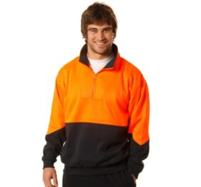 Hi-Vis long sleeve fleecy sweat with collar