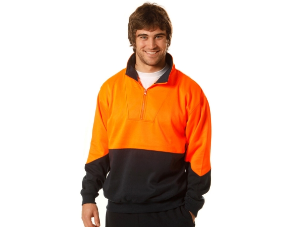 Hi-Vis long sleeve fleecy sweat with collar