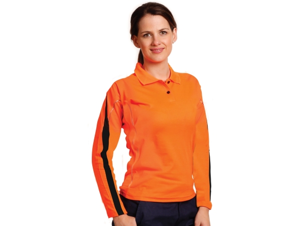 TruDry Hi-Vis legend long sleeve polowith reflective piping