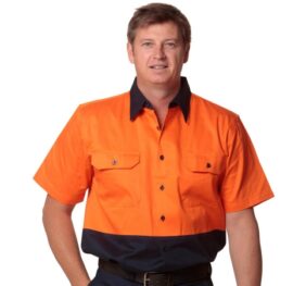 High visibility cotton drill safety shirt