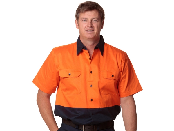 High visibility cotton drill safety shirt