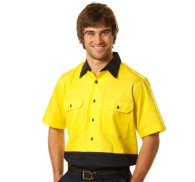 High visibility short sleeve cool-breeze cotton twill safety shirt