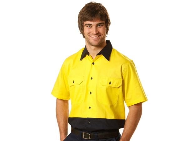 High visibility short sleeve cool-breeze cotton twill safety shirt