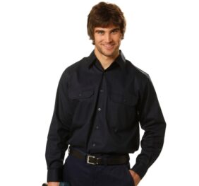 Cool-breeze cotton long sleeve work shirt