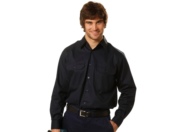 Cool-breeze cotton long sleeve work shirt