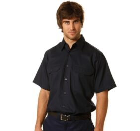 Cotton drill short sleeve work shirt