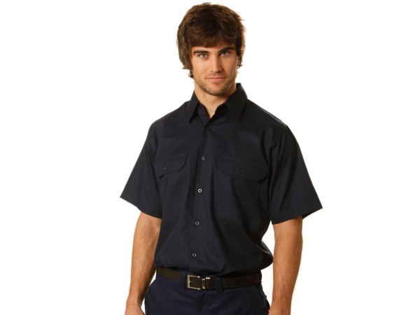 Cotton drill short sleeve work shirt