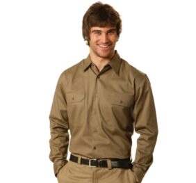 Cotton drill long sleeve work shirt