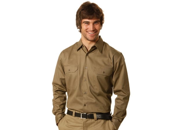 Cotton drill long sleeve work shirt