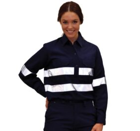 Cotton drill work shirt with 3M tapes