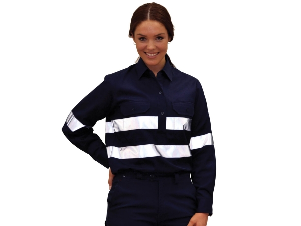 Cotton drill work shirt with 3M tapes