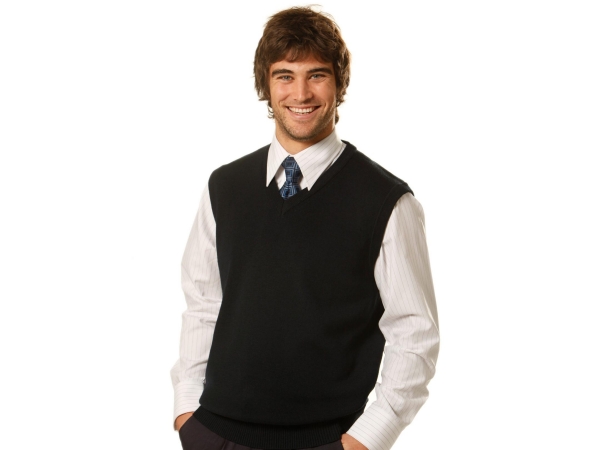 V-Neck wool/acrylic knit vest